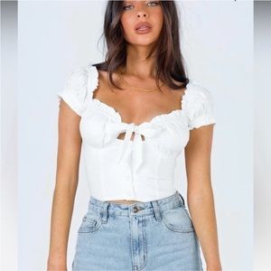 New NWT | Princess Polly Eloise Fitted Molded Cup Cropped White Blouse
